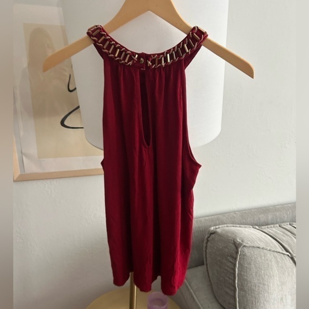 Vtg Y2K Guess Red  Babydoll  Top S Chain Neck